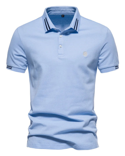 AIOPEON 100% Cotton Men's Polo Shirt - Casual Solid Short Sleeve
