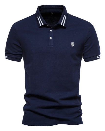 AIOPEON 100% Cotton Men's Polo Shirt - Casual Solid Short Sleeve