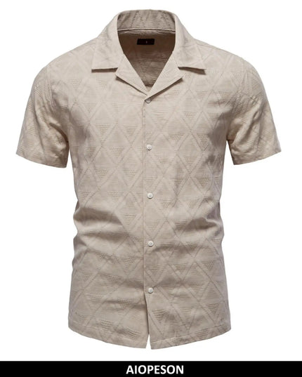 AIOPESON 100% Cotton Men's Short Sleeve Shirt - Casual Summer Style