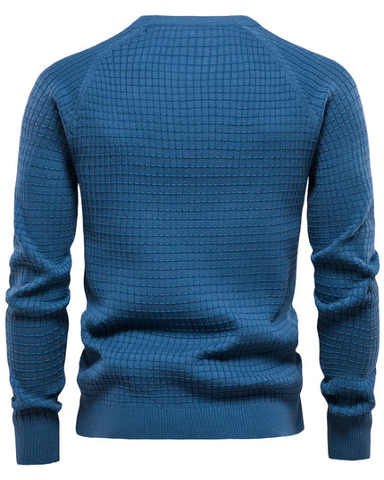 AIOPESON 100% Cotton Men’s Sweater - Solid Color, O-neck Pullover