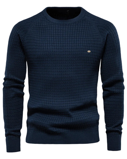 AIOPESON 100% Cotton Men’s Sweater - Solid Color, O-neck Pullover