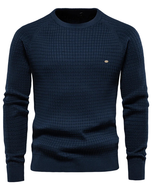 AIOPESON 100% Cotton Men’s Sweater - Solid Color, O-neck Pullover