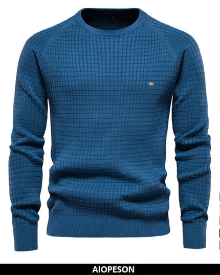 AIOPESON 100% Cotton Men’s Sweater - Solid Color, O-neck Pullover