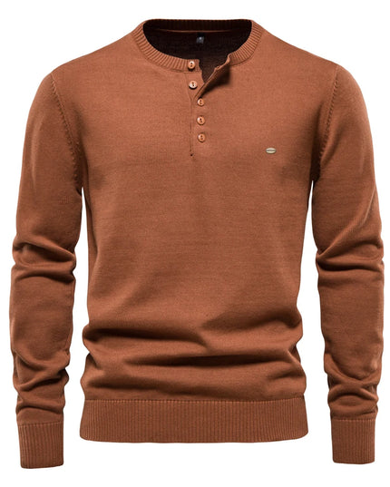 AIOPESON Casual 100% Cotton Henley Sweater - Autumn Men’s Pullover