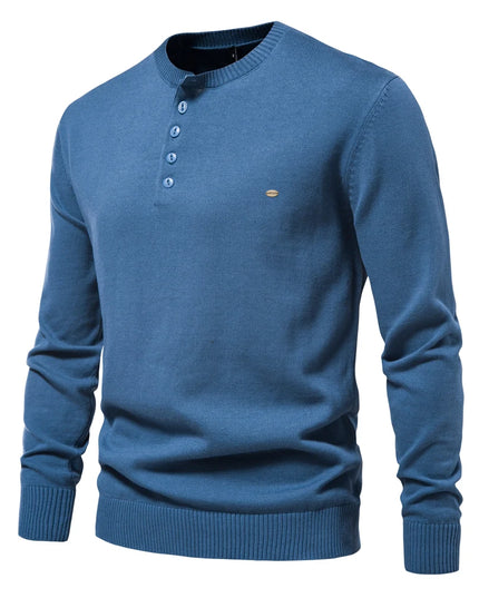 AIOPESON Casual 100% Cotton Henley Sweater - Autumn Men’s Pullover