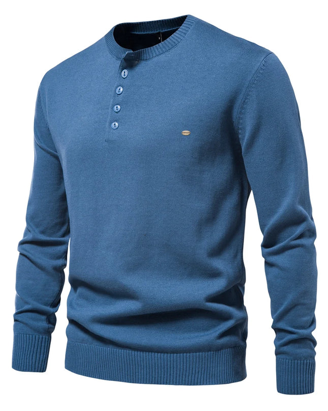 AIOPESON Casual 100% Cotton Henley Sweater - Autumn Men’s Pullover