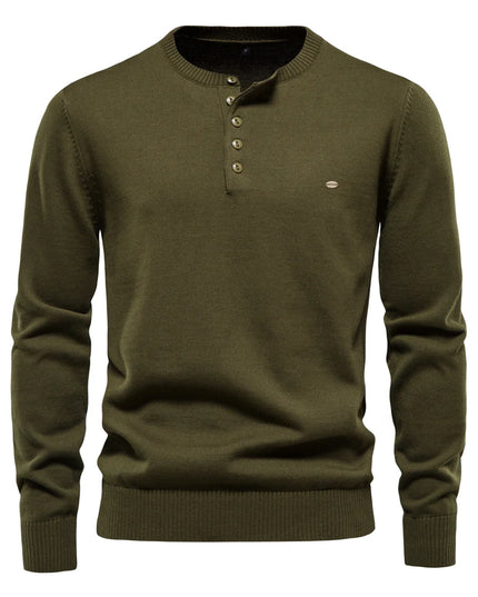 AIOPESON Casual 100% Cotton Henley Sweater - Autumn Men’s Pullover