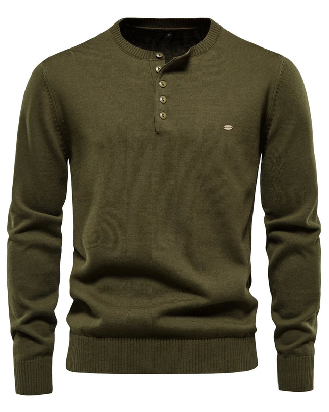 AIOPESON Casual 100% Cotton Henley Sweater - Autumn Men’s Pullover
