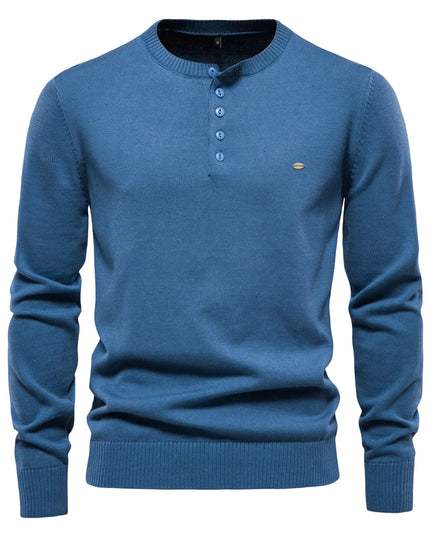 AIOPESON Casual 100% Cotton Henley Sweater - Autumn Men’s Pullover