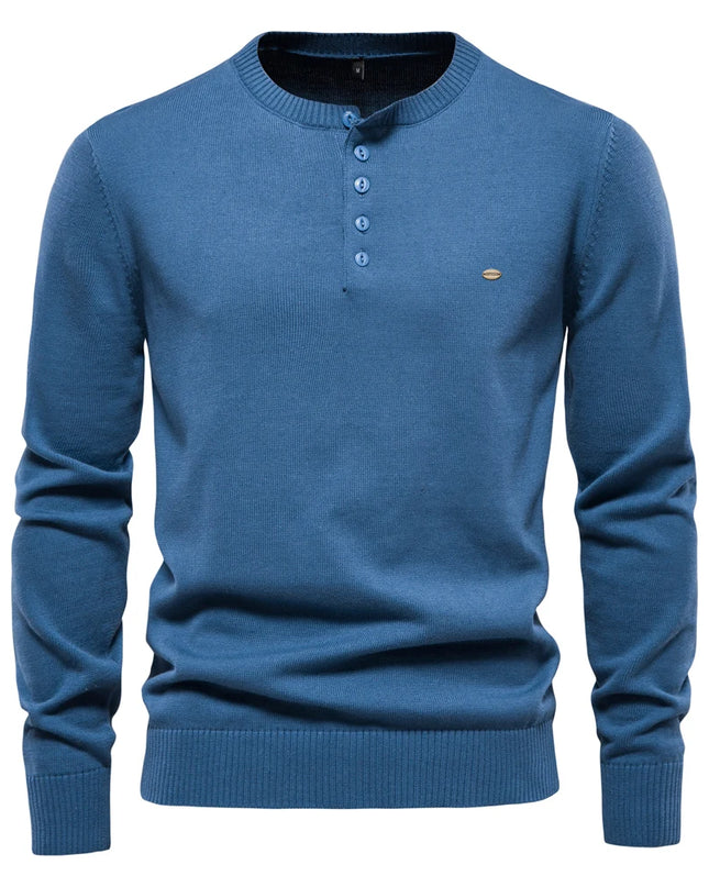 AIOPESON Casual 100% Cotton Henley Sweater - Autumn Men’s Pullover
