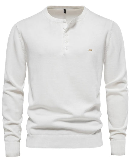 AIOPESON Casual 100% Cotton Henley Sweater - Autumn Men’s Pullover