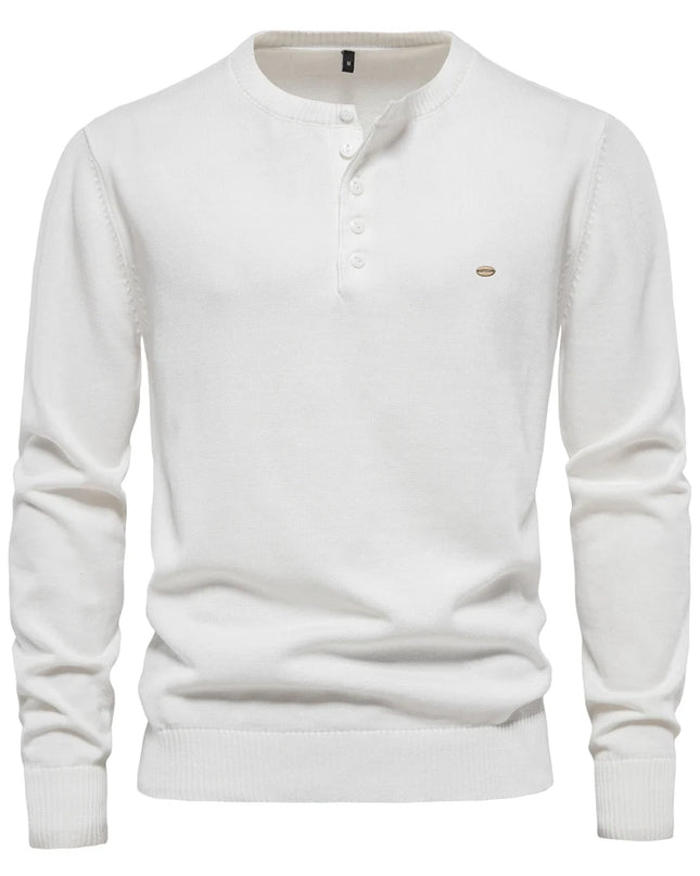 AIOPESON Casual 100% Cotton Henley Sweater - Autumn Men’s Pullover