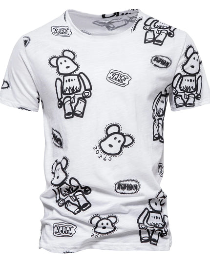 AIOPESON Dot Printed Short Sleeve T-Shirt - 100% Cotton Casual Wear