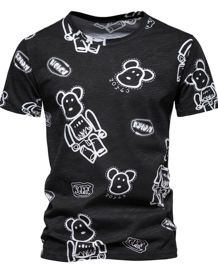 AIOPESON Dot Printed Short Sleeve T-Shirt - 100% Cotton Casual Wear