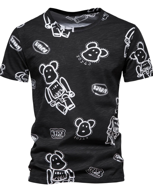 AIOPESON Dot Printed Short Sleeve T-Shirt - 100% Cotton Casual Wear
