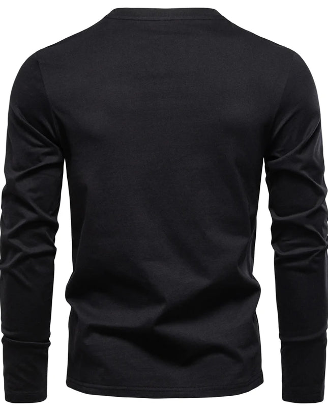AIOPESON High-Quality Men's Long Sleeve Cotton Henley T-Shirt
