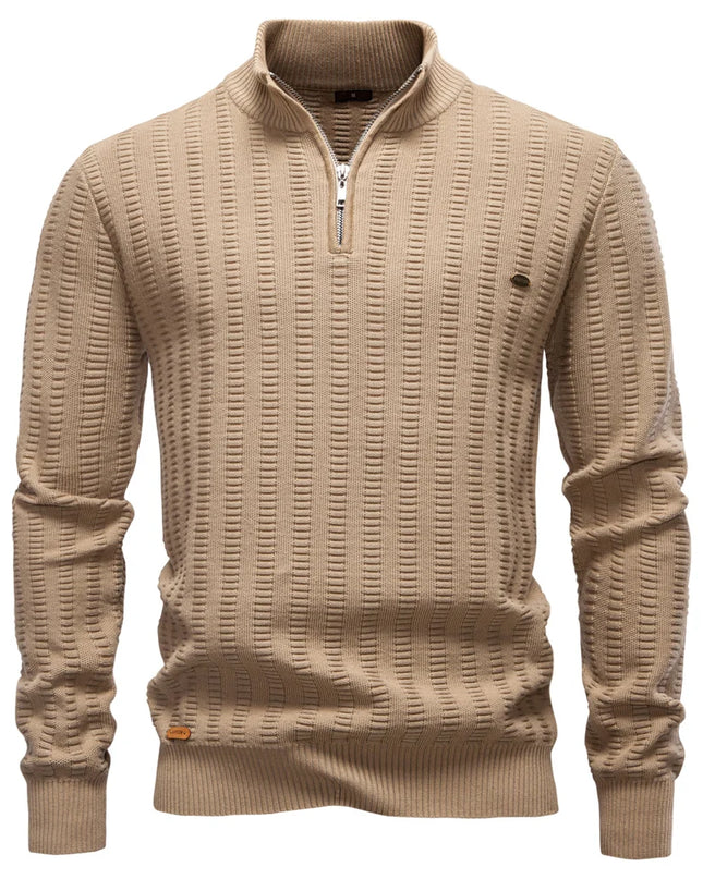AIOPESON Luxury Striped Men's Pullover - Thick Warm Cotton Knitwear