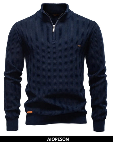AIOPESON Luxury Striped Men's Pullover - Thick Warm Cotton Knitwear