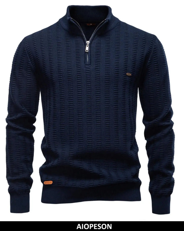 AIOPESON Luxury Striped Men's Pullover - Thick Warm Cotton Knitwear