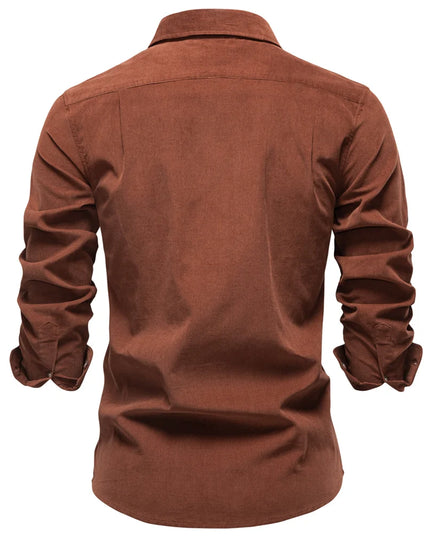 AIOPESON Men's 100% Cotton Corduroy Shirt - Classic Fall Style