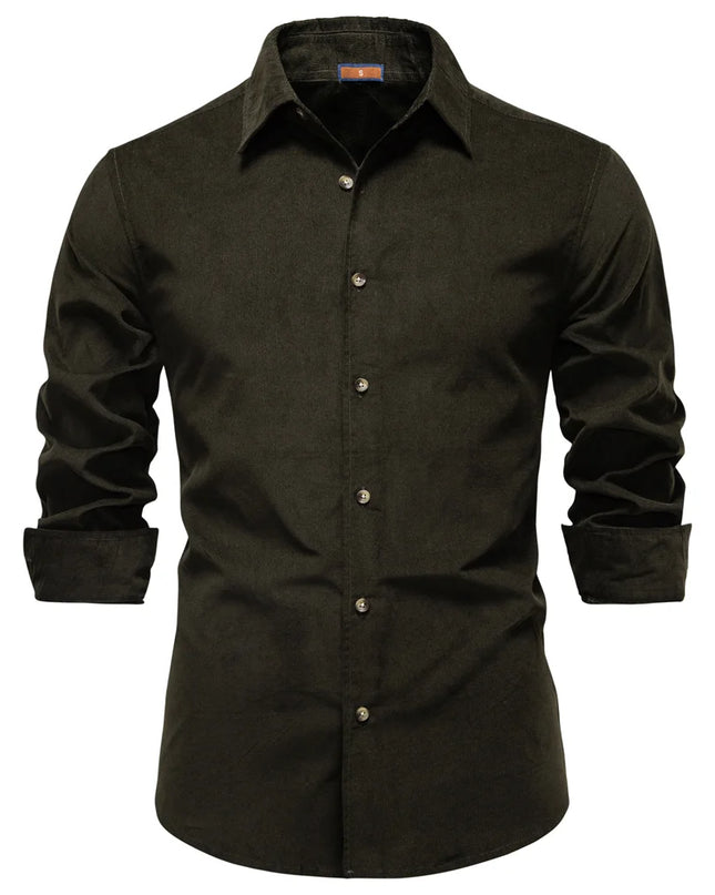 AIOPESON Men's 100% Cotton Corduroy Shirt - Classic Fall Style