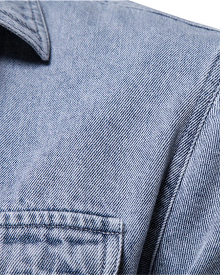 AIOPESON Men's 100% Cotton Denim Shirt - Casual Long Sleeve Quality