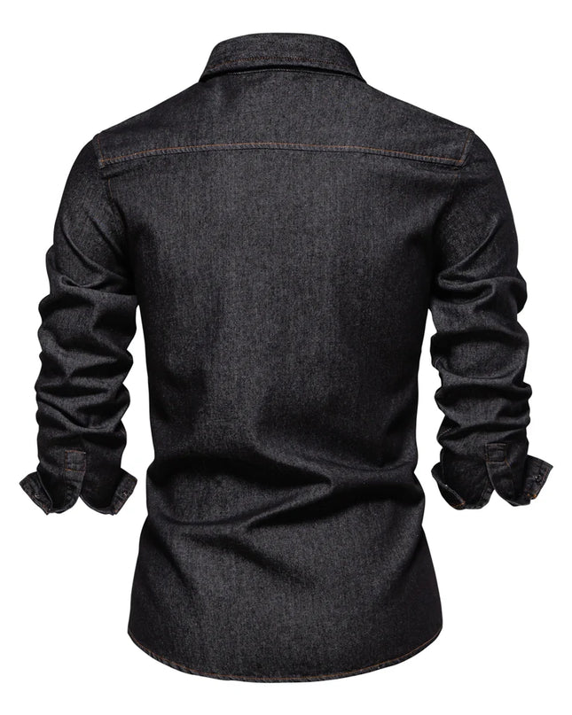 AIOPESON Men's 100% Cotton Denim Shirt - Thick & Casual Style