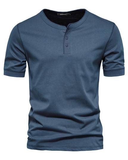 AIOPESON Men's 100% Cotton Henley T-Shirt - Casual Summer Style