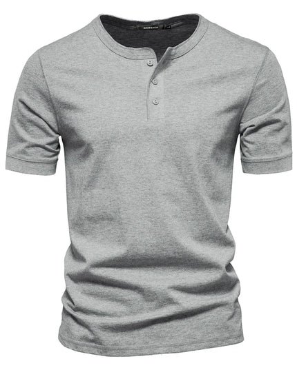 AIOPESON Men's 100% Cotton Henley T-Shirt - Casual Summer Style