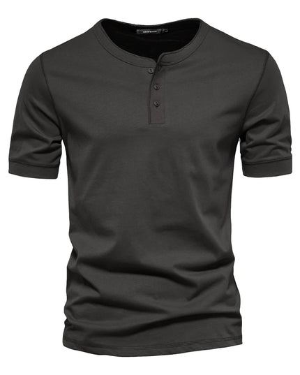 AIOPESON Men's 100% Cotton Henley T-Shirt - Casual Summer Style