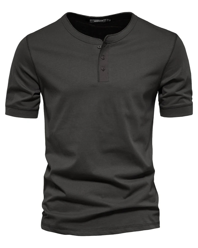 AIOPESON Men's 100% Cotton Henley T-Shirt - Casual Summer Style