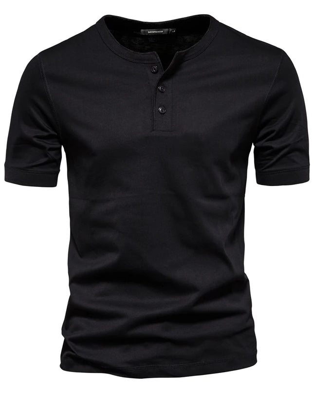 AIOPESON Men's 100% Cotton Henley T-Shirt - Casual Summer Style