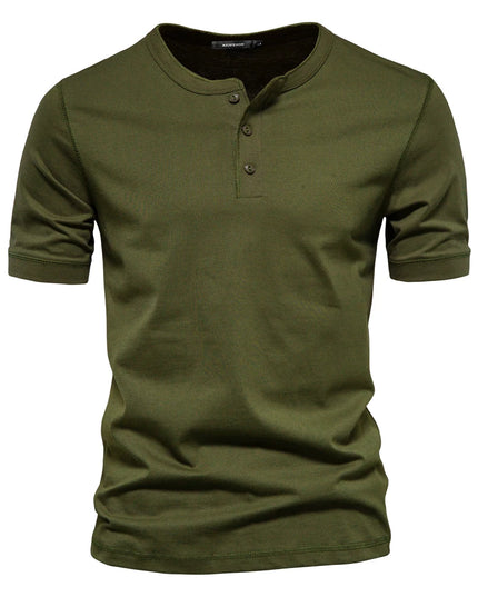AIOPESON Men's 100% Cotton Henley T-Shirt - Casual Summer Style