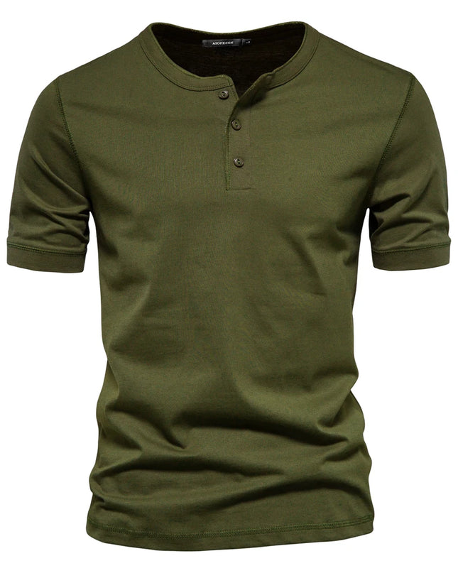AIOPESON Men's 100% Cotton Henley T-Shirt - Casual Summer Style