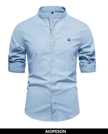 AIOPESON Men's 100% Cotton Long Sleeve Casual Shirts - Spring Collection