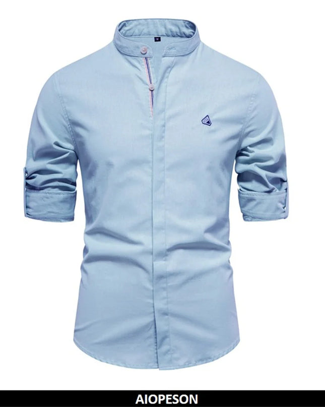 AIOPESON Men's 100% Cotton Long Sleeve Casual Shirts - Spring Collection