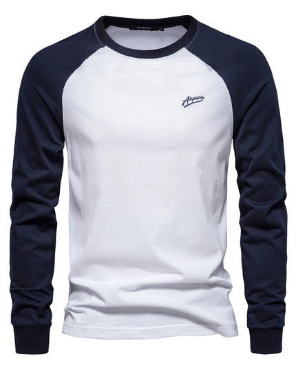 AIOPESON Men's 100% Cotton Long Sleeve T-Shirt - Casual Spring Tee