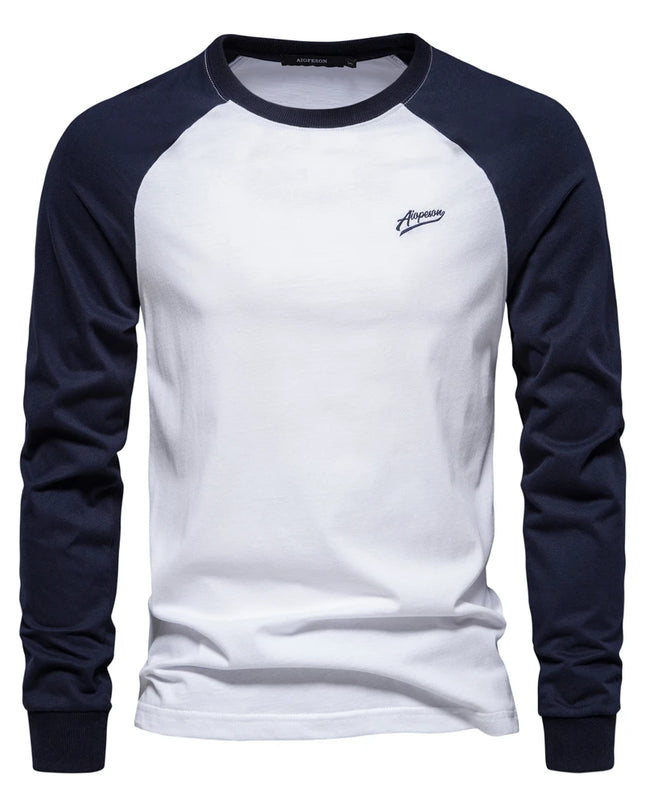 AIOPESON Men's 100% Cotton Long Sleeve T-Shirt - Casual Spring Tee