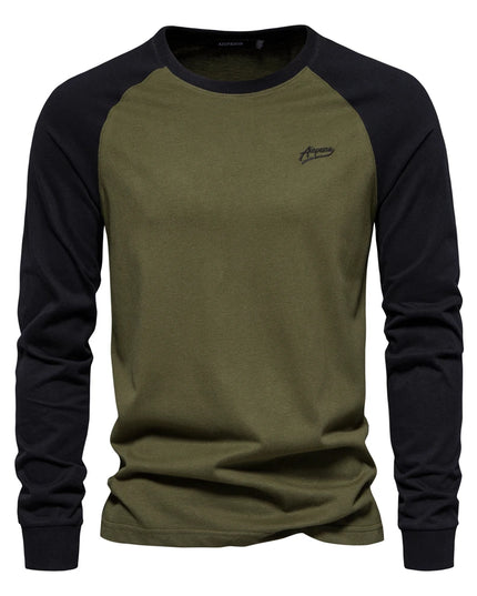 AIOPESON Men's 100% Cotton Long Sleeve T-Shirt - Casual Spring Tee