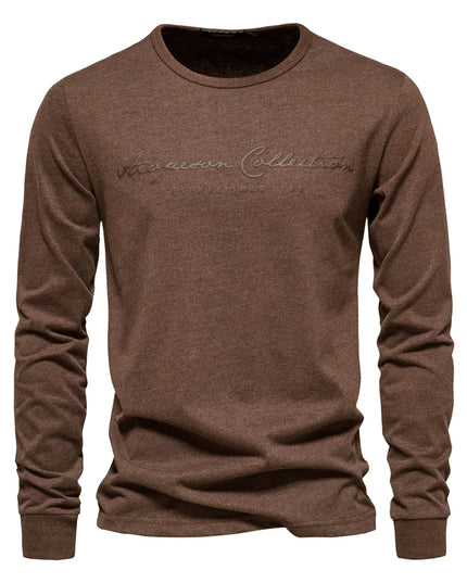 AIOPESON Men's 100% Cotton Long Sleeve T-Shirt - Casual Spring Tee
