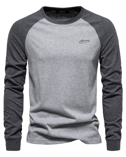 AIOPESON Men's 100% Cotton Long Sleeve T-Shirt - Casual Spring Tee