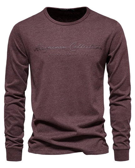 AIOPESON Men's 100% Cotton Long Sleeve T-Shirt - Casual Spring Tee