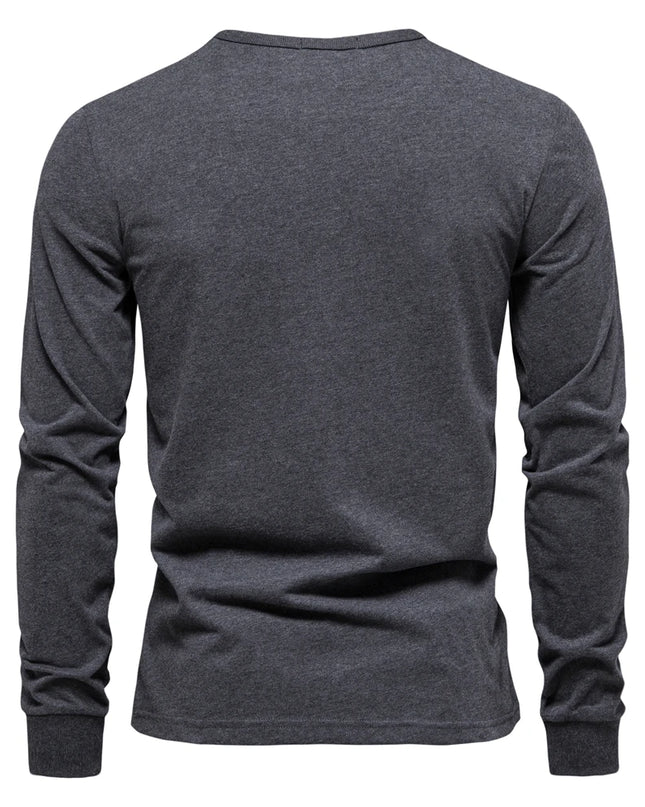 AIOPESON Men's 100% Cotton Long Sleeve T-Shirt - Casual Spring Tee