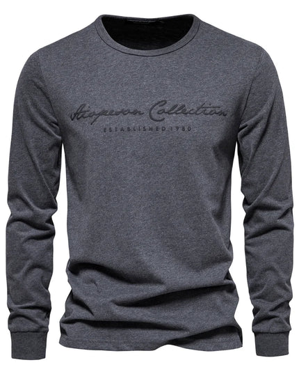AIOPESON Men's 100% Cotton Long Sleeve T-Shirt - Casual Spring Tee