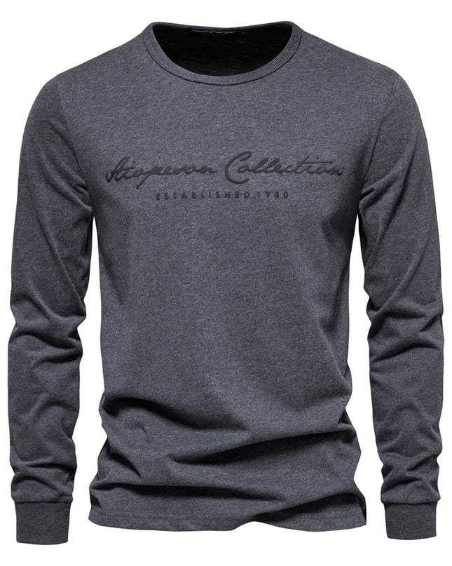 AIOPESON Men's 100% Cotton Long Sleeve T-Shirt - Casual Spring Tee