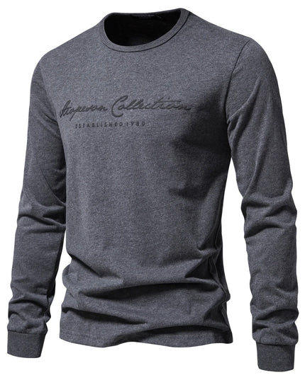 AIOPESON Men's 100% Cotton Long Sleeve T-Shirt - Casual Spring Tee