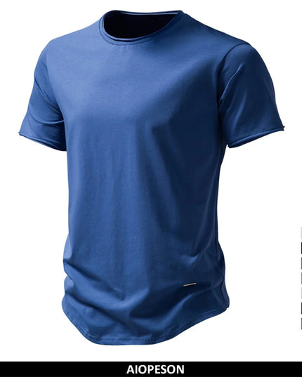 AIOPESON Men's 100% Cotton O-neck Casual T-shirt - Short Sleeve Summer Tee