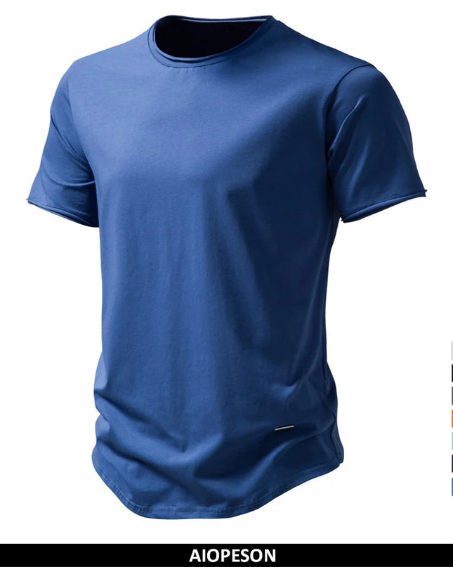 AIOPESON Men's 100% Cotton O-neck Casual T-shirt - Short Sleeve Summer Tee