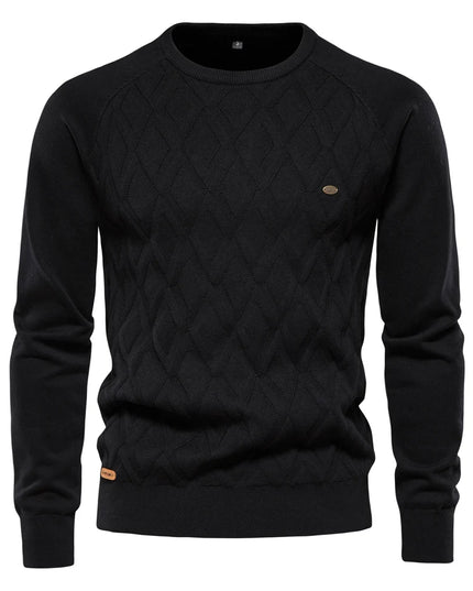 AIOPESON Men's Argyle O-neck Sweater - Warm Knitted Pullover