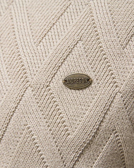 AIOPESON Men's Argyle O-neck Sweater - Warm Knitted Pullover